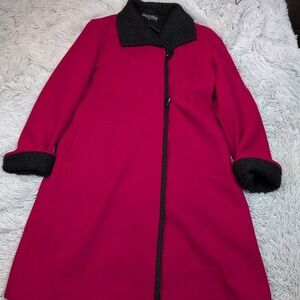 Vintage Holly Deb Jacket‎ Womens M Red Wool Overcoat Pockets Toggle Cozy Comfy